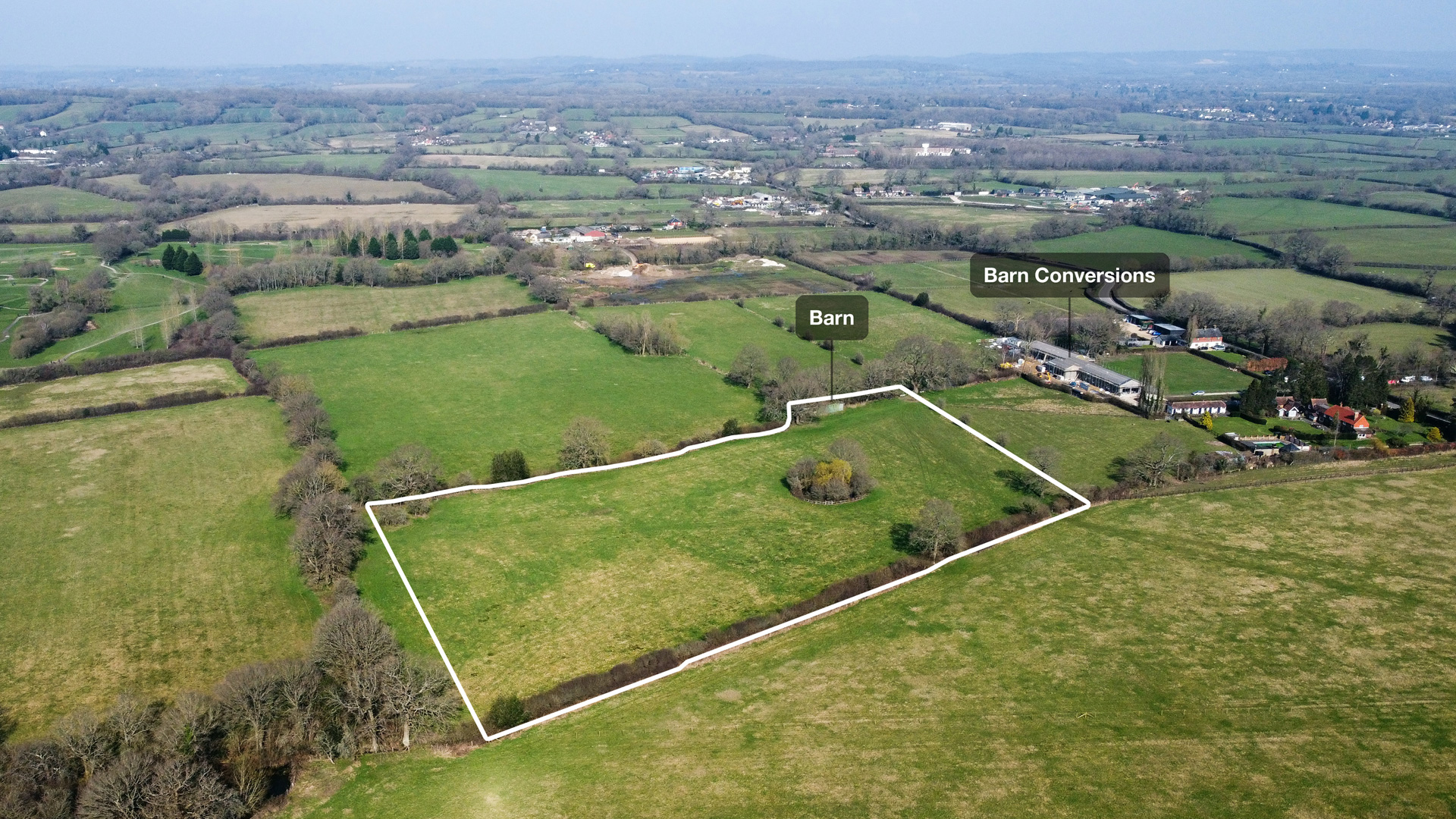 Branford Barn & land for sale in Newchapel, Lingfield drone photo