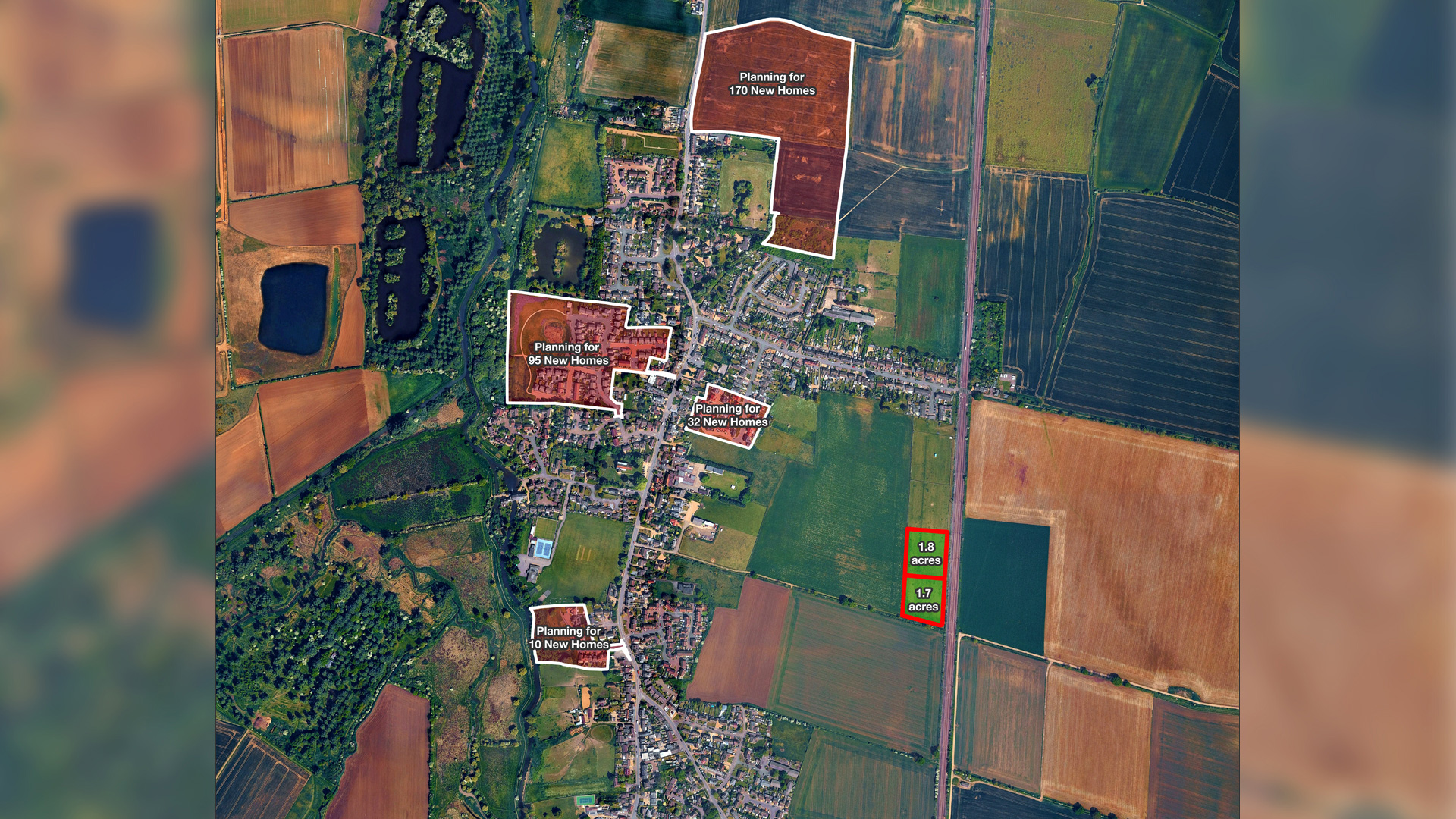 Development near the land for sale in Langford, Biggleswade site plan