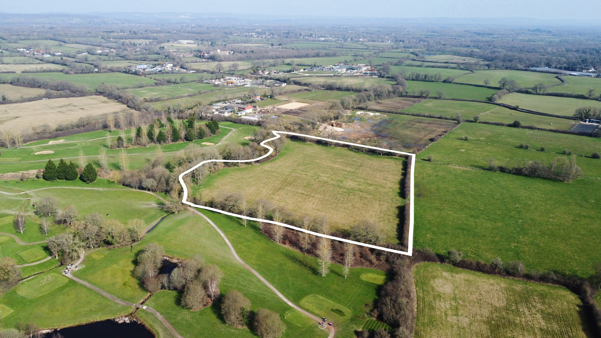 Land for sale on Eden Brook in South Godstone drone photo