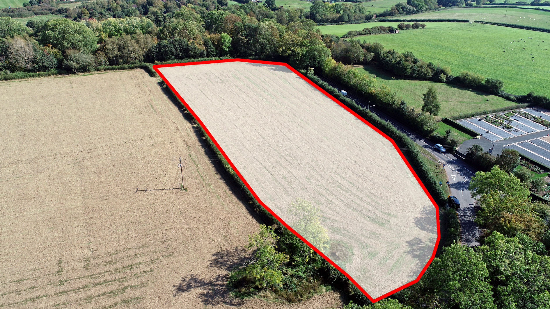 Land for sale in Feckenham aerial view