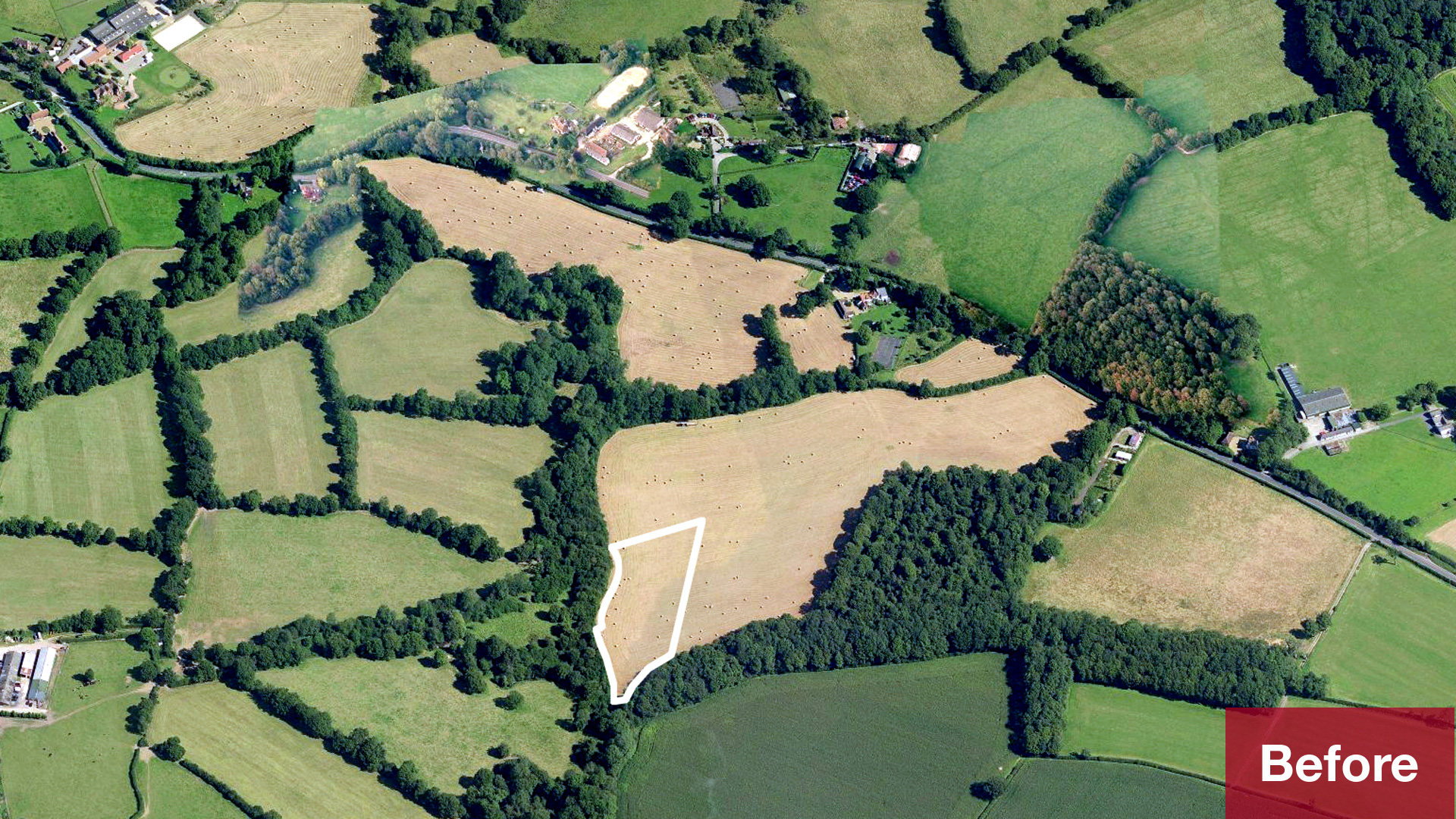Aerial image of the land with planning permission in Charlwood