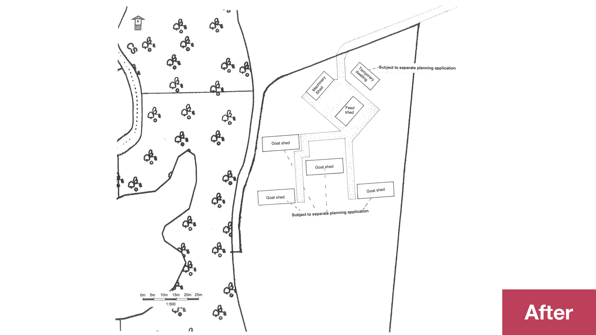 Block plan of land with planning permission in Charlwood